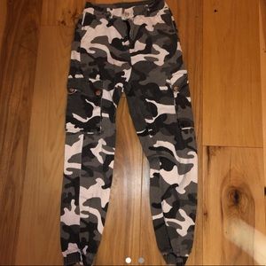 Black camo cargo pants